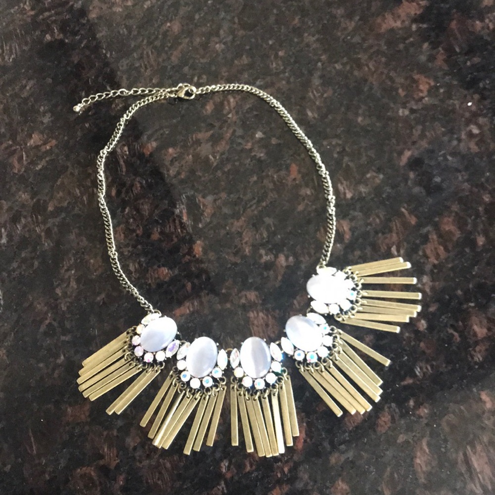 Buckle necklace - brass fringe adjustable